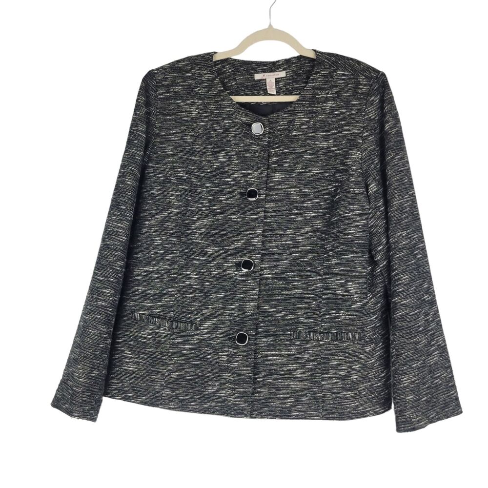 Macy's JM Collection Blazer Jacket Womens Size 16 Marled Black Wool Blend Lined